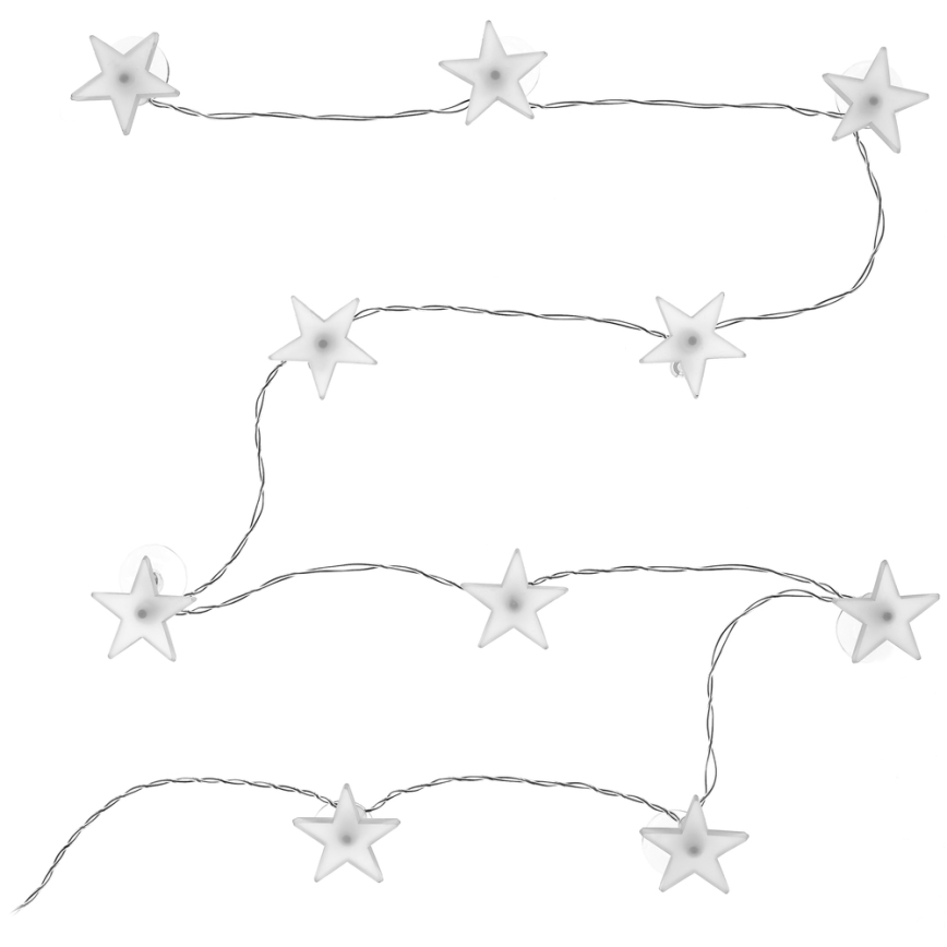 Girlanda LED z przyssawkami 10xLED/2xAA 1,8m zimne białe światło