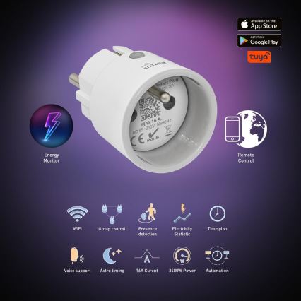 Inteligentne gniazdo 3680W/230V/Typ E/16A Wi-Fi Tuya