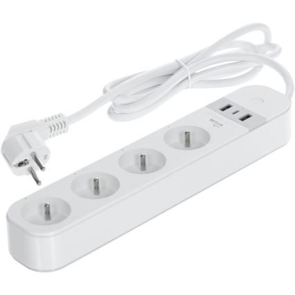 Inteligentny przedłużony kabel z wyłącznikiem 4Z Typ E + 2x USB-A + 1x USB-C 1,5m Wi-Fi Tuya biały