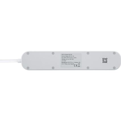 Inteligentny przedłużony kabel z wyłącznikiem 4Z Typ E + 2x USB-A + 1x USB-C 1,5m Wi-Fi Tuya biały