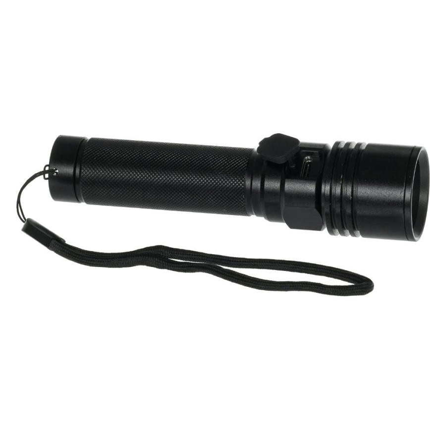 Aluminiowa ładowalna latarka LED 3W 2000 mAh IPX4 czarna