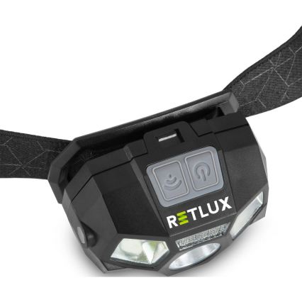 Ładowalna czołówka LED z czujnikiem — 3 W, akumulator 900 mAh, IP44, czarna