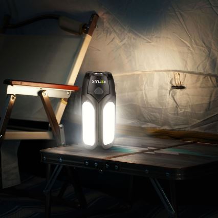 Ładowalna latarka kempingowa LED z panelem solarnym — 3 W, akumulator 1600 mAh, IPX4