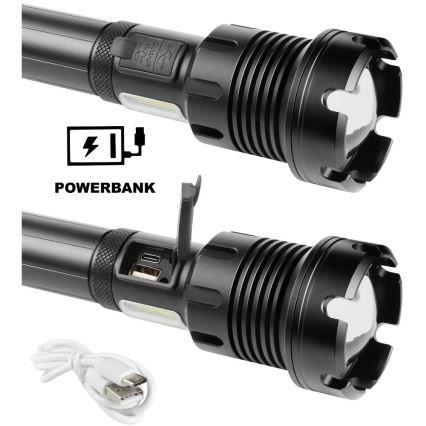 LED Akumulatorowa aluminiowa latarka z funkcją powerbanku LED/4400 mAh 2200 lm IP44
