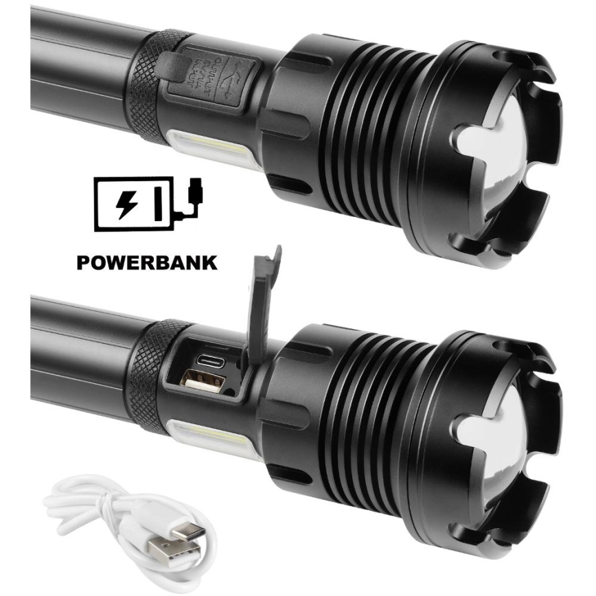 LED Akumulatorowa aluminiowa latarka z funkcją powerbanku LED/4400 mAh 2200 lm IP44