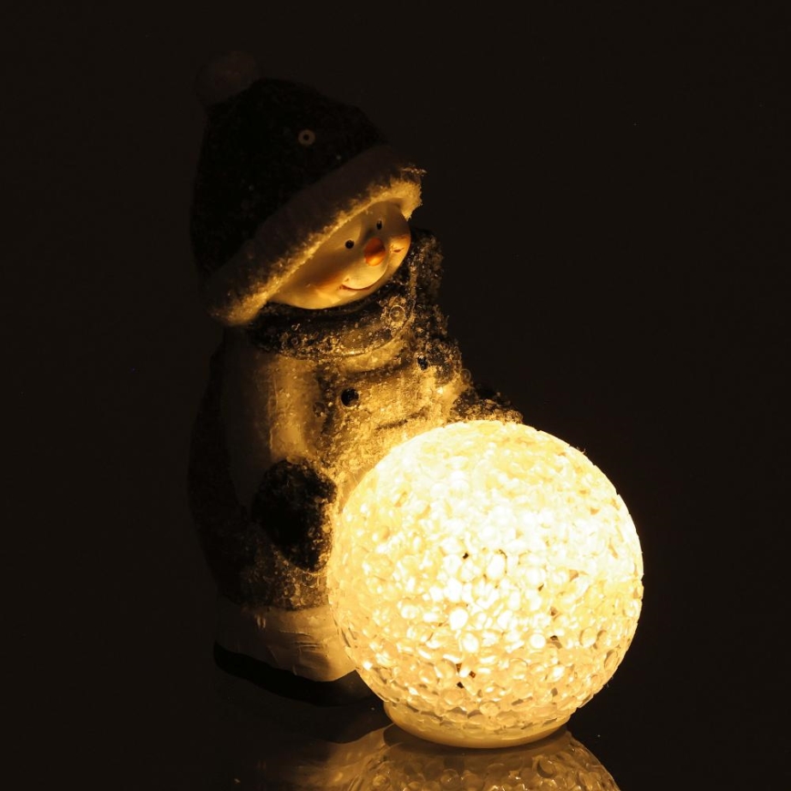 LED Dekoracja bożonarodzeniowa LED/2xLR44/ciepła biel bałwan z kulą śnieżną