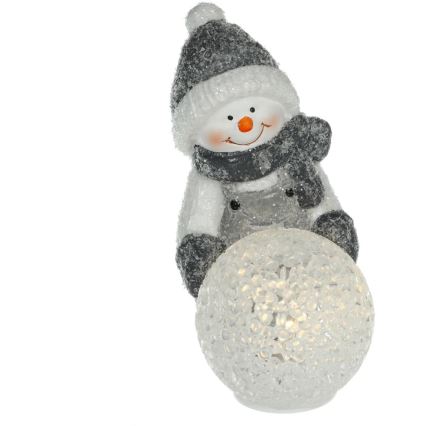 LED Dekoracja bożonarodzeniowa LED/2xLR44/ciepła biel bałwan z kulą śnieżną