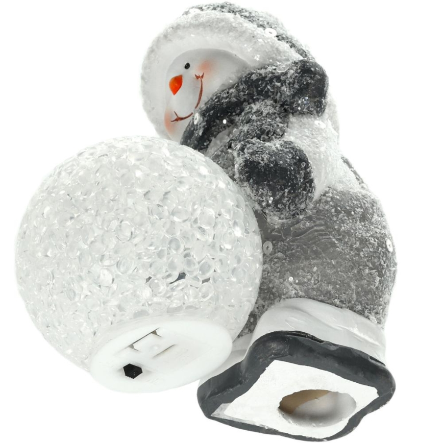 LED Dekoracja bożonarodzeniowa LED/2xLR44/ciepła biel bałwan z kulą śnieżną