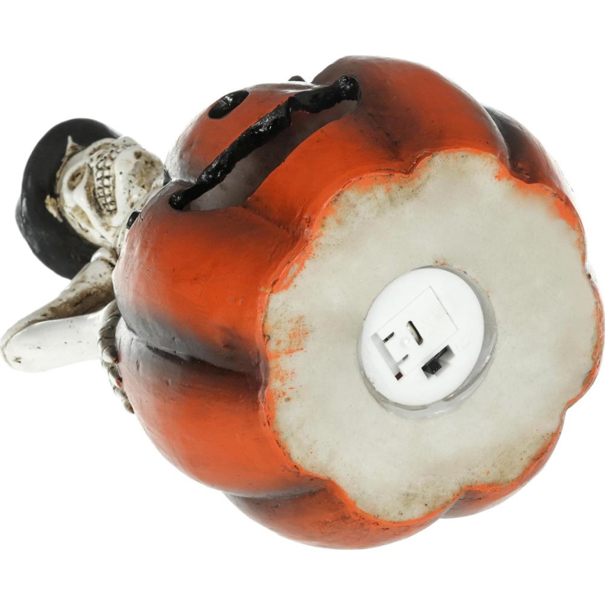 LED Dekoracja HALLOWEEN LED/2xLR44/ciepła biel szkielet w dyni żywica