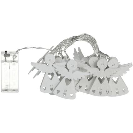 LED łańcuch świąteczny 10xLED/2xAA/ciepła biel 2m anioły