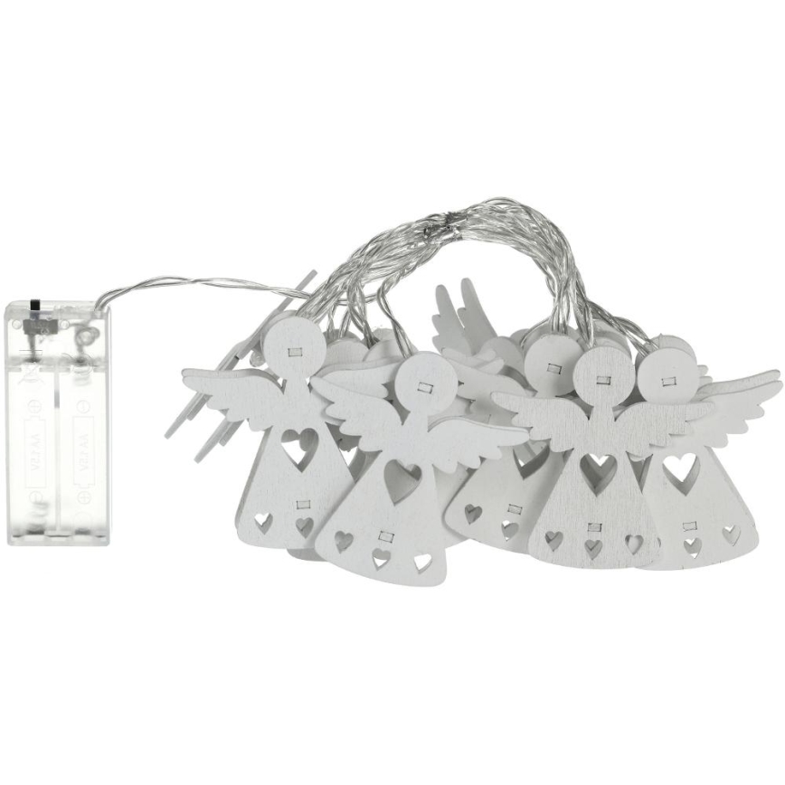 LED łańcuch świąteczny 10xLED/2xAA/ciepła biel 2m anioły