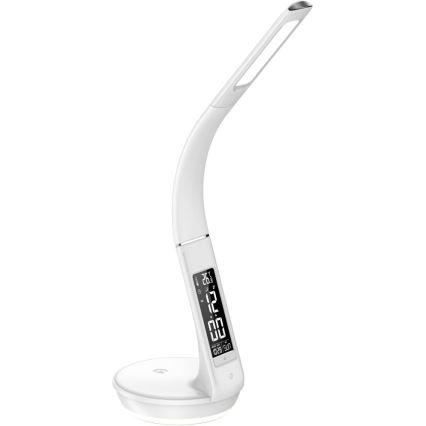 LED Stołowa lampa ściemnialna z bezprzewodowym akumulatorem Qi 5W i wyświetlaczem LED/6W/230V/1xCR2032 3000/4000/6000K biały