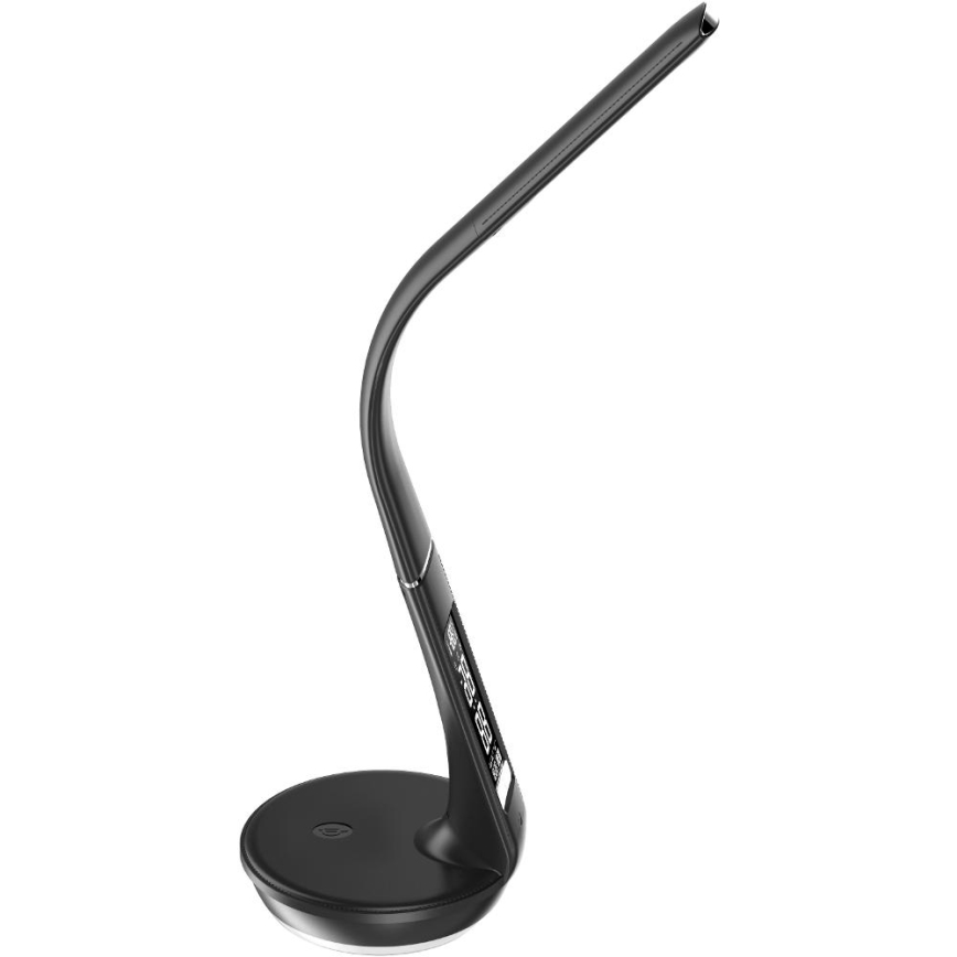LED Stołowa lampa ściemnialna z bezprzewodowym akumulatorem Qi 5W i wyświetlaczem LED/6W/230V/1xCR2032 3000/4000/6000K czarny