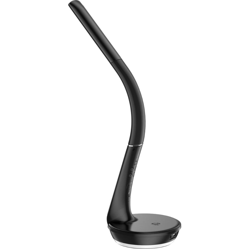 LED Stołowa lampa ściemnialna z bezprzewodowym akumulatorem Qi 5W i wyświetlaczem LED/6W/230V/1xCR2032 3000/4000/6000K czarny
