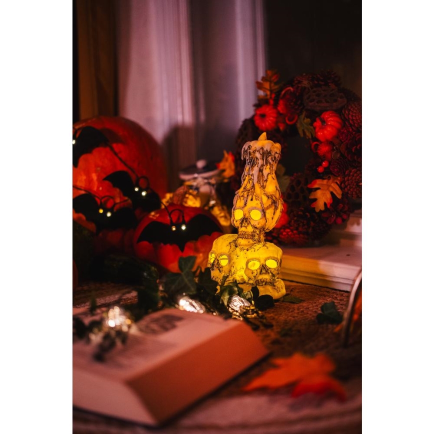 LED Łańcuch dekoracyjny HALLOWEEN 10xLED/2xAA/ciepła biel 1,3 m nietoperze