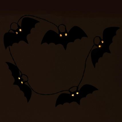 LED Łańcuch dekoracyjny HALLOWEEN 10xLED/2xAA/ciepła biel 1,3 m nietoperze