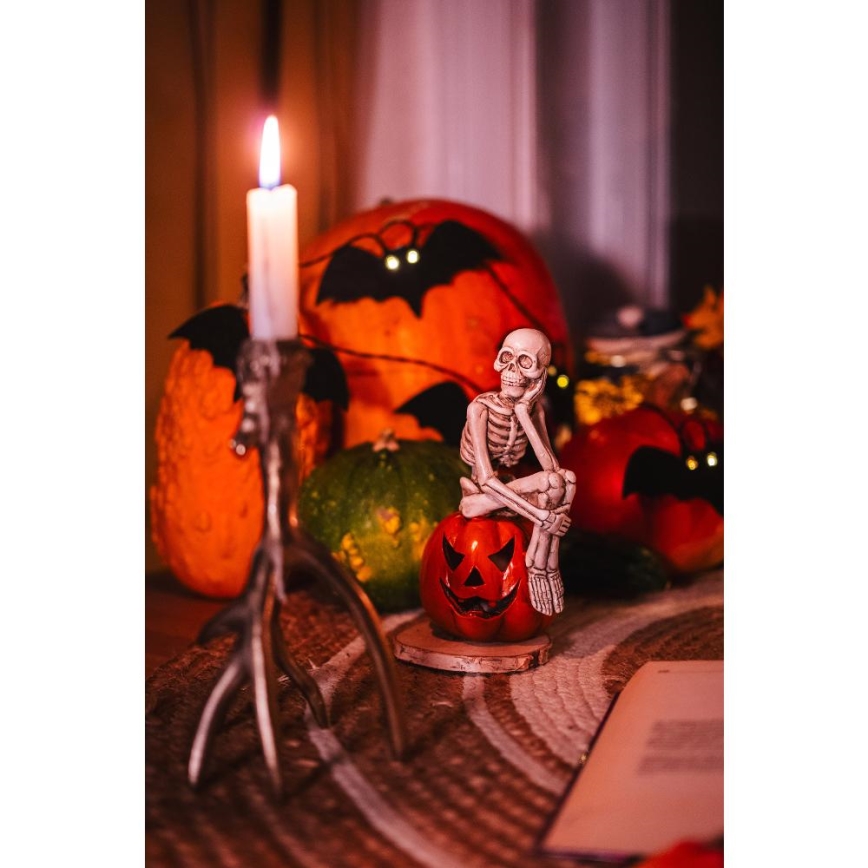 LED Łańcuch dekoracyjny HALLOWEEN 10xLED/2xAA/ciepła biel 1,3 m nietoperze