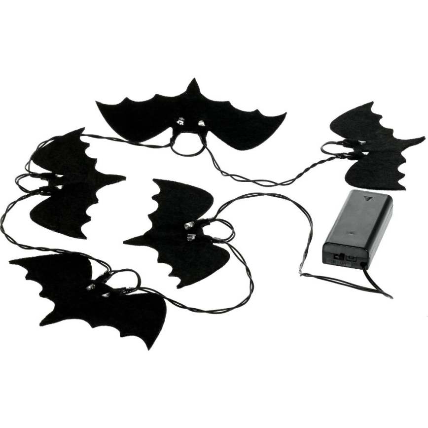 LED Łańcuch dekoracyjny HALLOWEEN 10xLED/2xAA/ciepła biel 1,3 m nietoperze