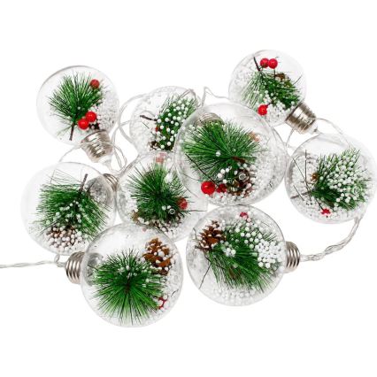 LED łańcuch świąteczny 10xLED/3xAAA/ciepła biała 2,1m kule
