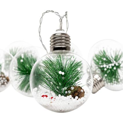 LED łańcuch świąteczny 10xLED/3xAAA/ciepła biała 2,1m kule