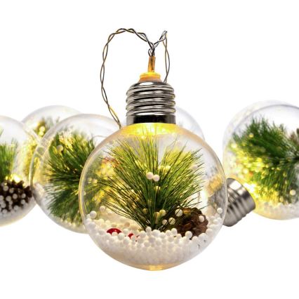 LED łańcuch świąteczny 10xLED/3xAAA/ciepła biała 2,1m kule