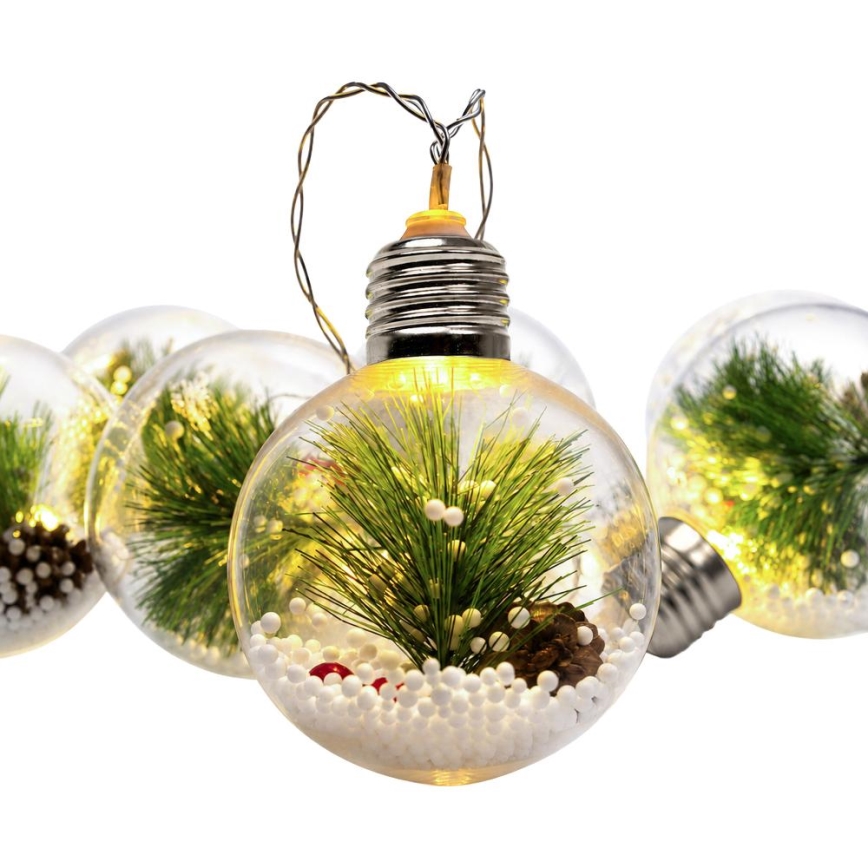 LED łańcuch świąteczny 10xLED/3xAAA/ciepła biała 2,1m kule