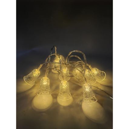 LED łańcuch świąteczny 20xLED/3xAA/ciepła biel 2,2m dzwoneczki