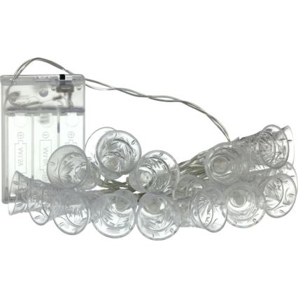 LED łańcuch świąteczny 20xLED/3xAA/ciepła biel 2,2m dzwoneczki