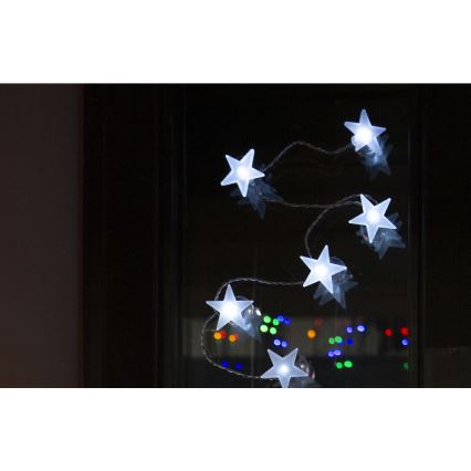 LED Ozdobny łańcuch z przyssawkami 10xLED/2xAA 1,8m chłodna biel