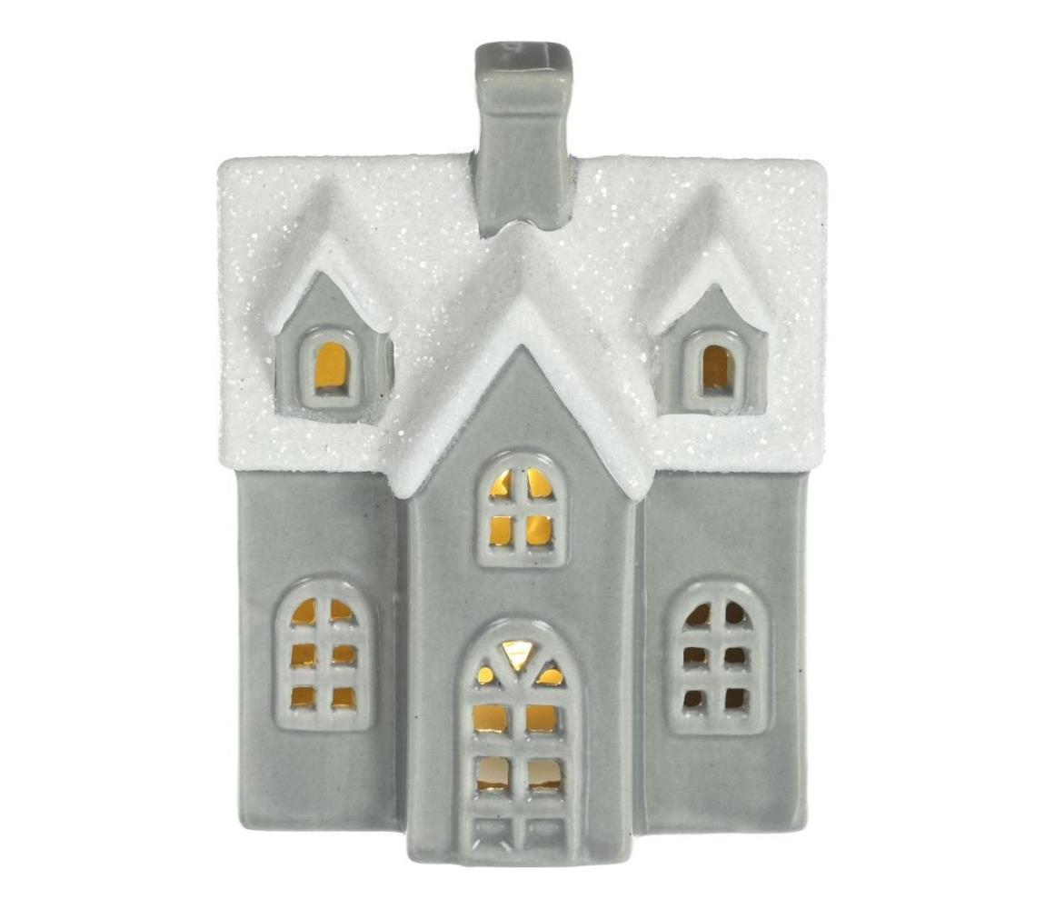 - LED Porcelanowa dekoracja LED/2xLR44/ciepła biel dom szara