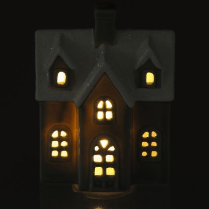 LED Porcelanowa dekoracja LED/2xLR44/ciepła biel dom szara
