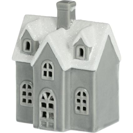 LED Porcelanowa dekoracja LED/2xLR44/ciepła biel dom szara