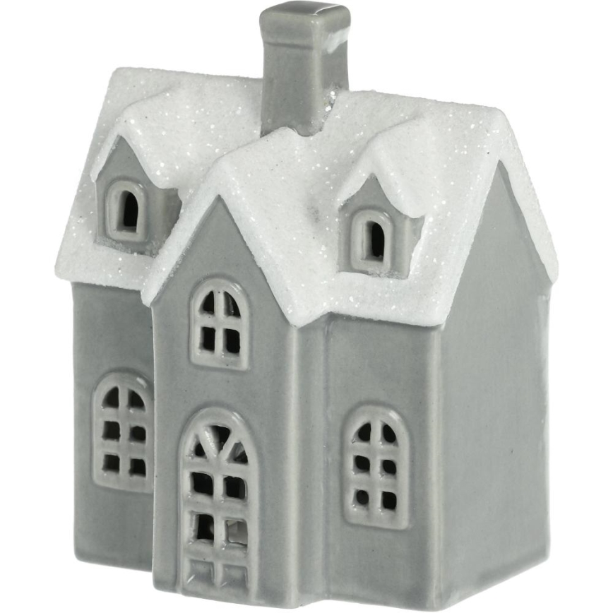 LED Porcelanowa dekoracja LED/2xLR44/ciepła biel dom szara