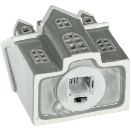 LED Porcelanowa dekoracja LED/2xLR44/ciepła biel dom szara