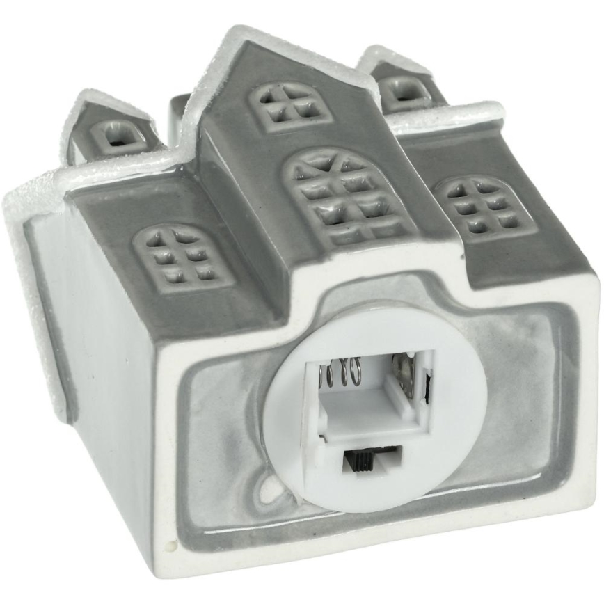 LED Porcelanowa dekoracja LED/2xLR44/ciepła biel dom szara