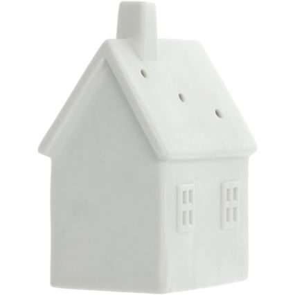 LED Porcelanowa dekoracja LED/3xLR44/ciepła biel domek biały