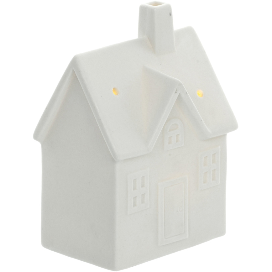 LED Porcelanowa dekoracja LED/3xLR44/ciepła biel domek biały