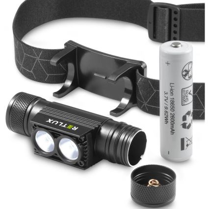 LED Regulowana latarka czołowa z aluminium, ładowalna LED/2600 mAh IP65