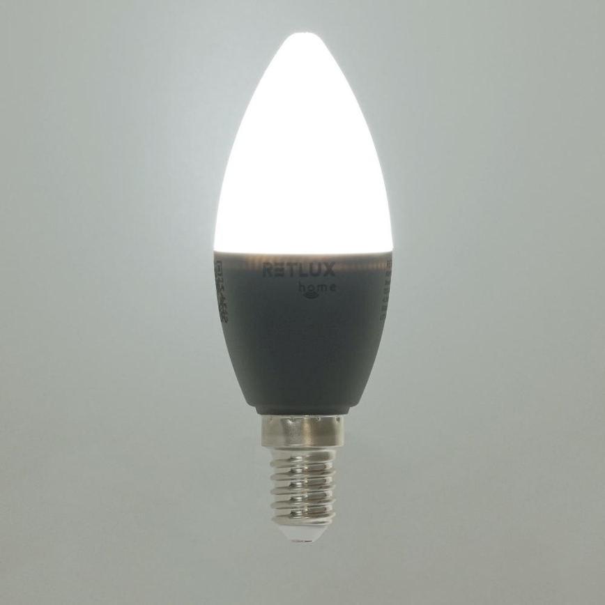 Żarówka LED RGBW ściemnialna C37 E14/4,5W/230V 2700-6500K Wi-Fi Tuya