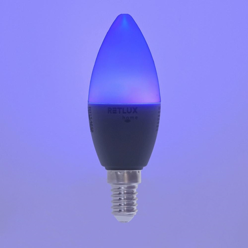 Żarówka LED RGBW ściemnialna C37 E14/4,5W/230V 2700-6500K Wi-Fi Tuya