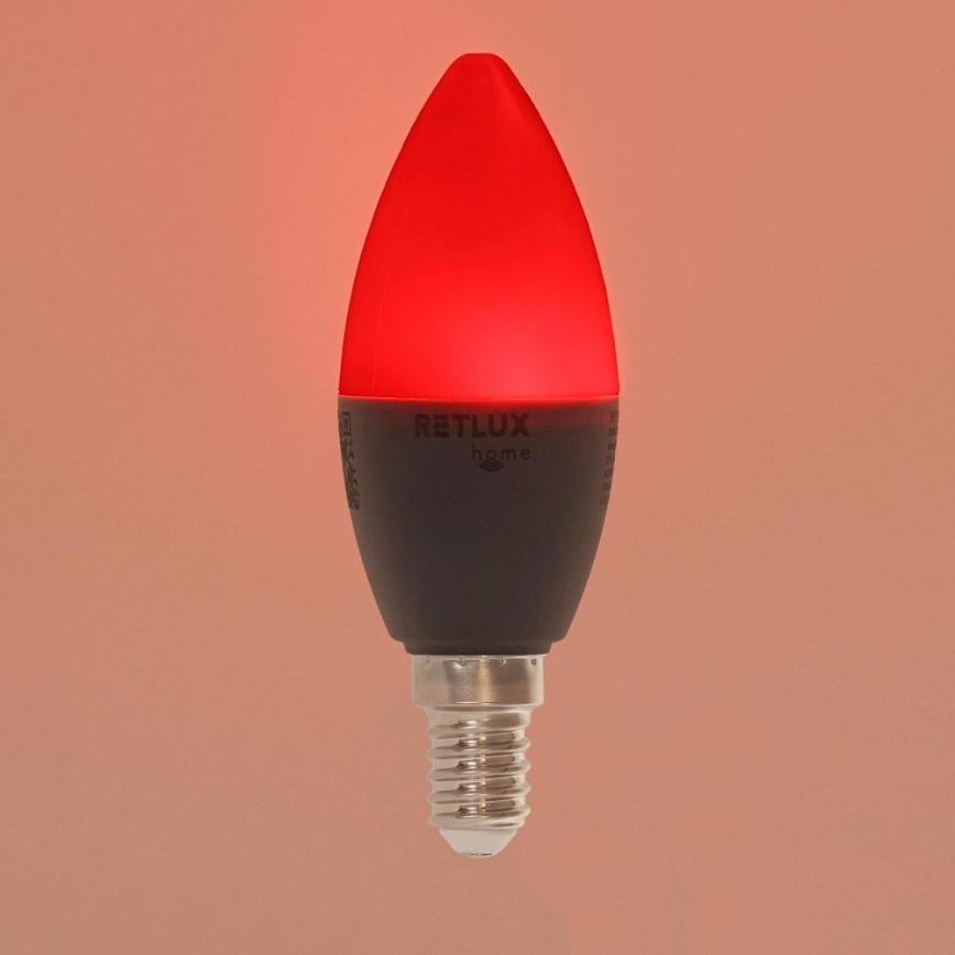 Żarówka LED RGBW ściemnialna C37 E14/4,5W/230V 2700-6500K Wi-Fi Tuya