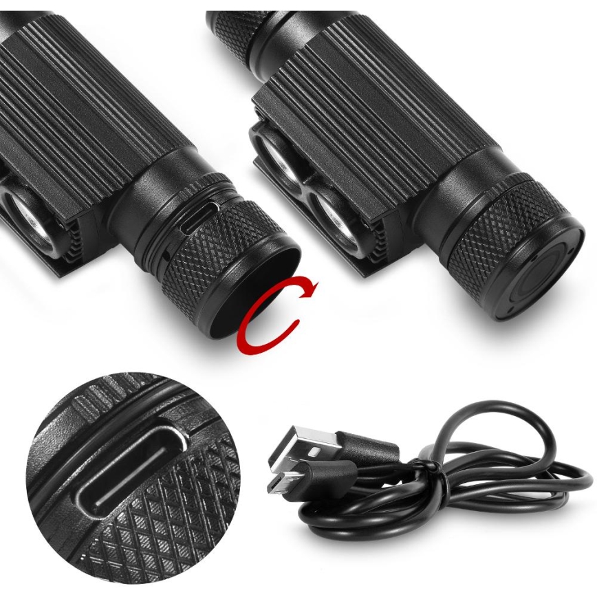 LED Ściemnialna ładowalny aluminiowa czołówka LED/2600 mAh IP65