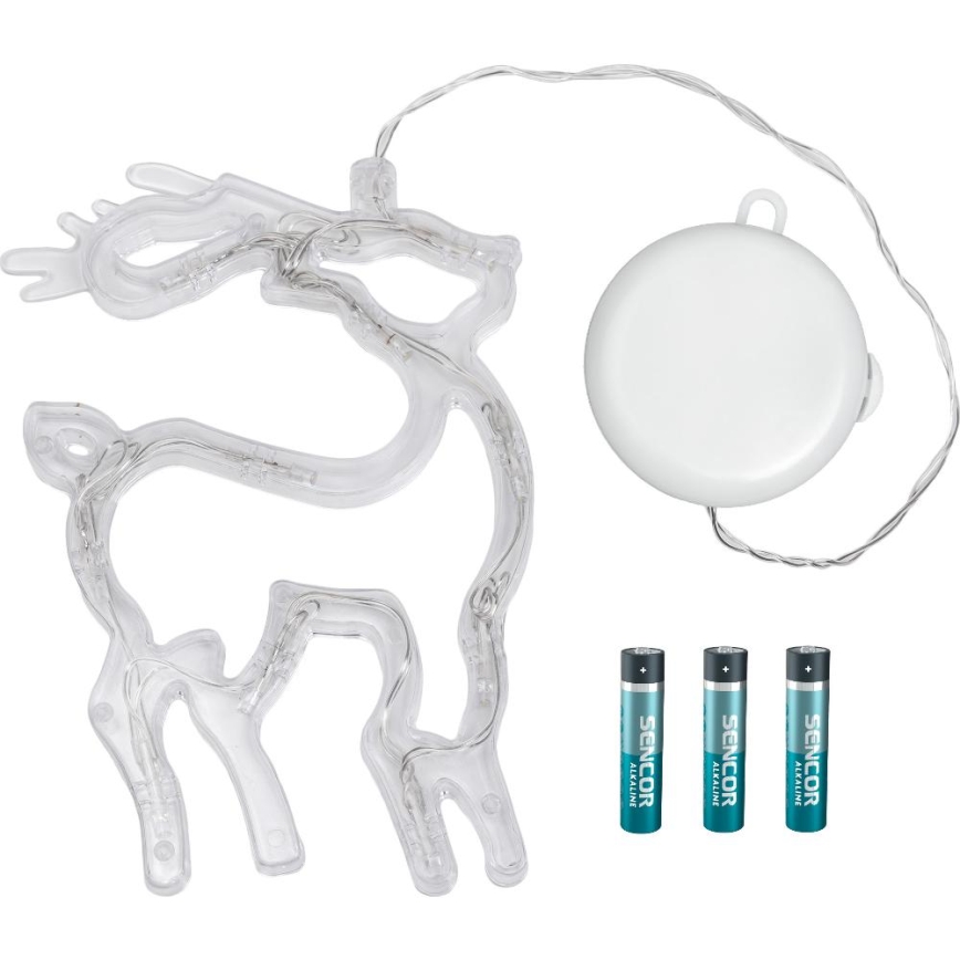 LED dekoracja świąteczna LED/3xAAA/ciepłe białe światło renifer