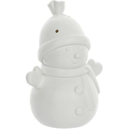 LED Świąteczna dekoracja z porcelany LED/3xLR44 bałwan