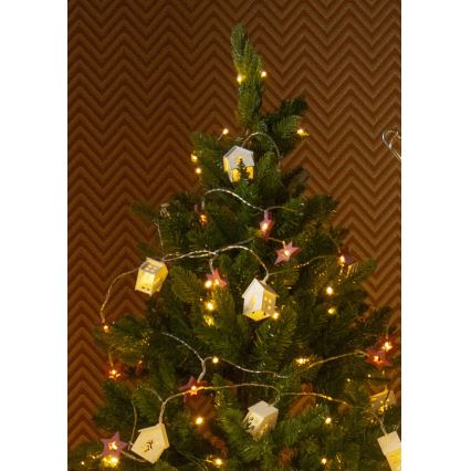 LED Świąteczny łańcuch 10×LED/2xAA 2,3m ciepła biel