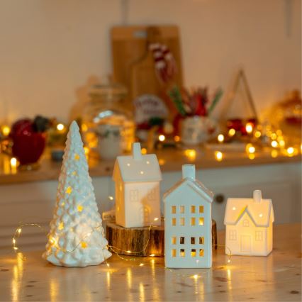 Porcelanowy domek na świeczkę 20,8 cm biały