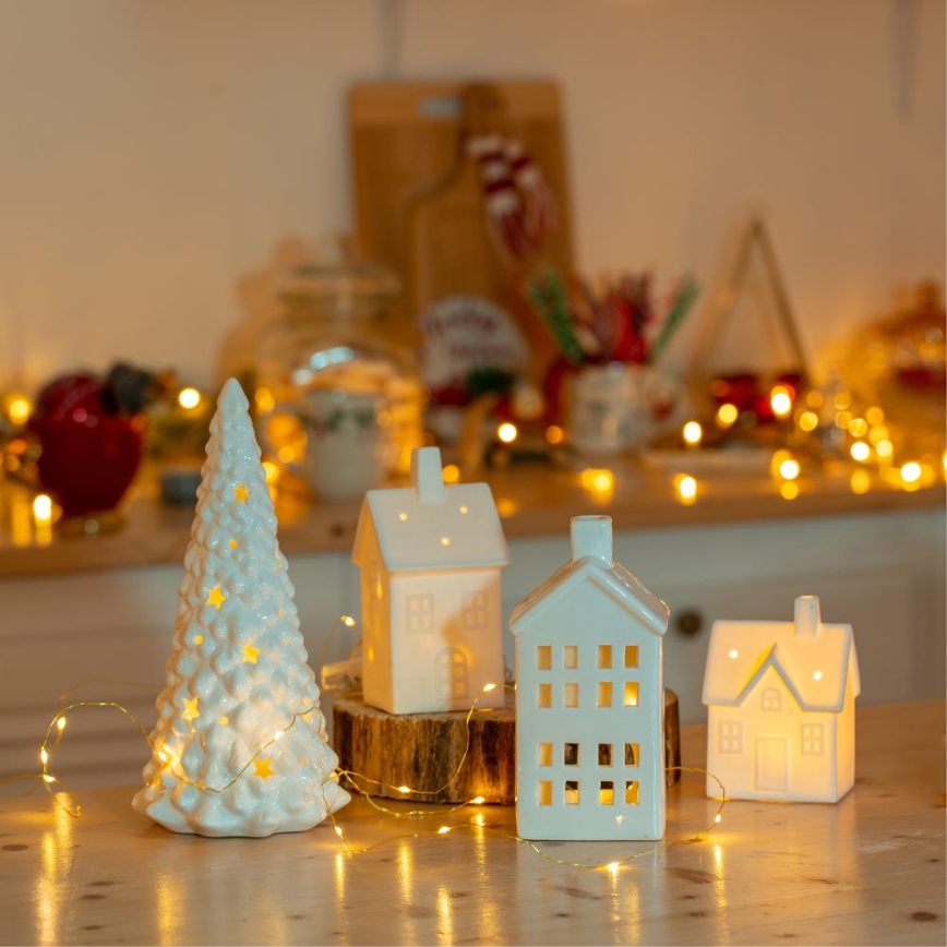 Porcelanowy domek na świeczkę 20,8 cm biały