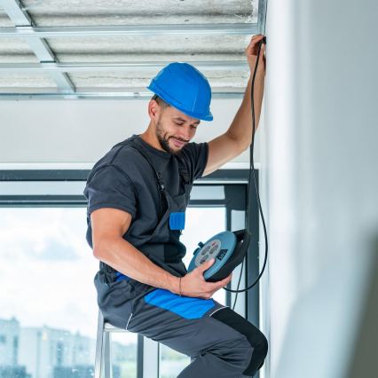 Retlux - Przedłużacz na bębnie 3 gniazda typ E 10 m niebieski/czarny