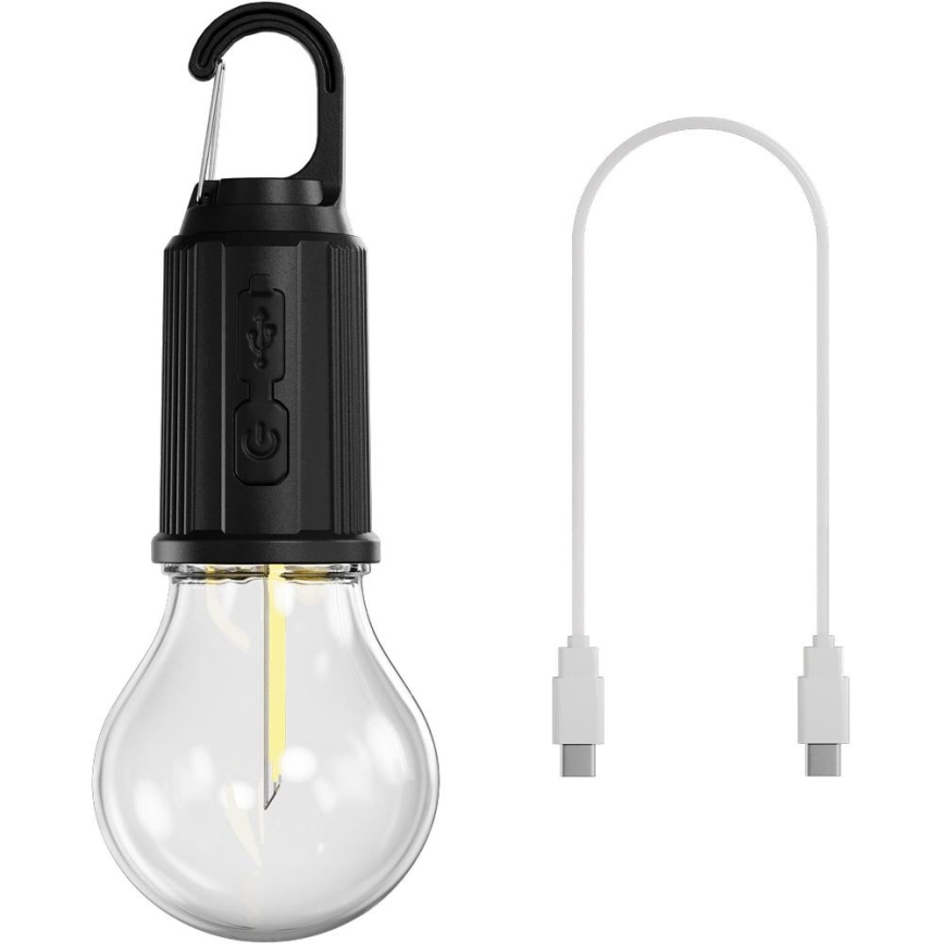 Retlux - ściemniana ładowalna latarka LED/0,3W/USB 400 mAh IP44 czarna