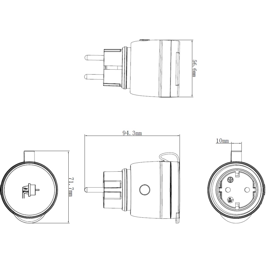 Smart zewnętrzne gniazdo 3680W/230V/Typ F SCHUKO/16A Wi-Fi IP44